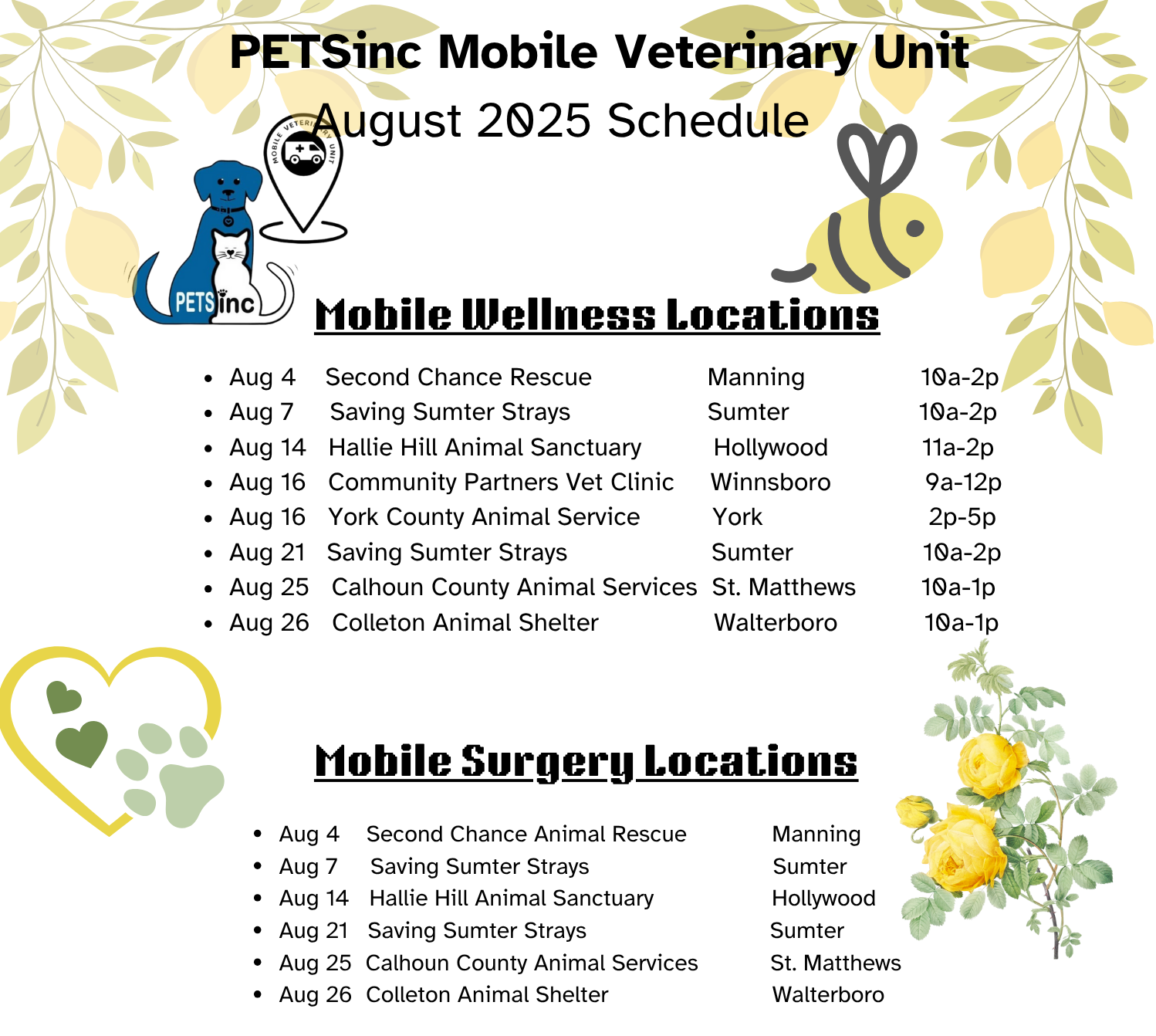 Call or text 803-608-3248 for possible in home appointments or any questions at all.