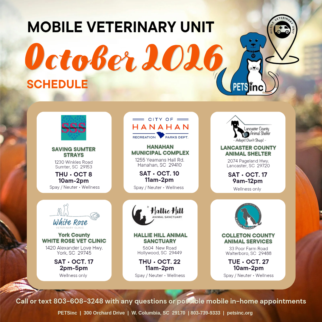 Mobile Vet Unit October 2026 Schedule